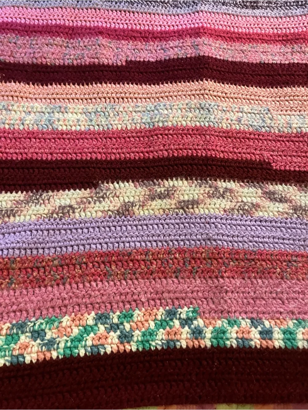 Thick & heavy crocheted throw or rug handmade 80’s   40 x 46”